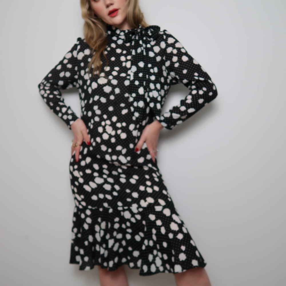 Vintage 80's black and white frilly dress
